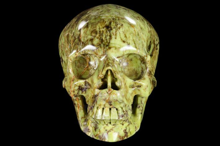 Realistic, Polished Yellow Turquoise Jasper Skull #116467